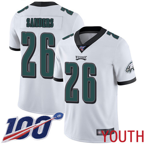 Youth Philadelphia Eagles #26 Miles Sanders White Vapor Untouchable NFL Jersey Limited Player Season->youth nfl jersey->Youth Jersey